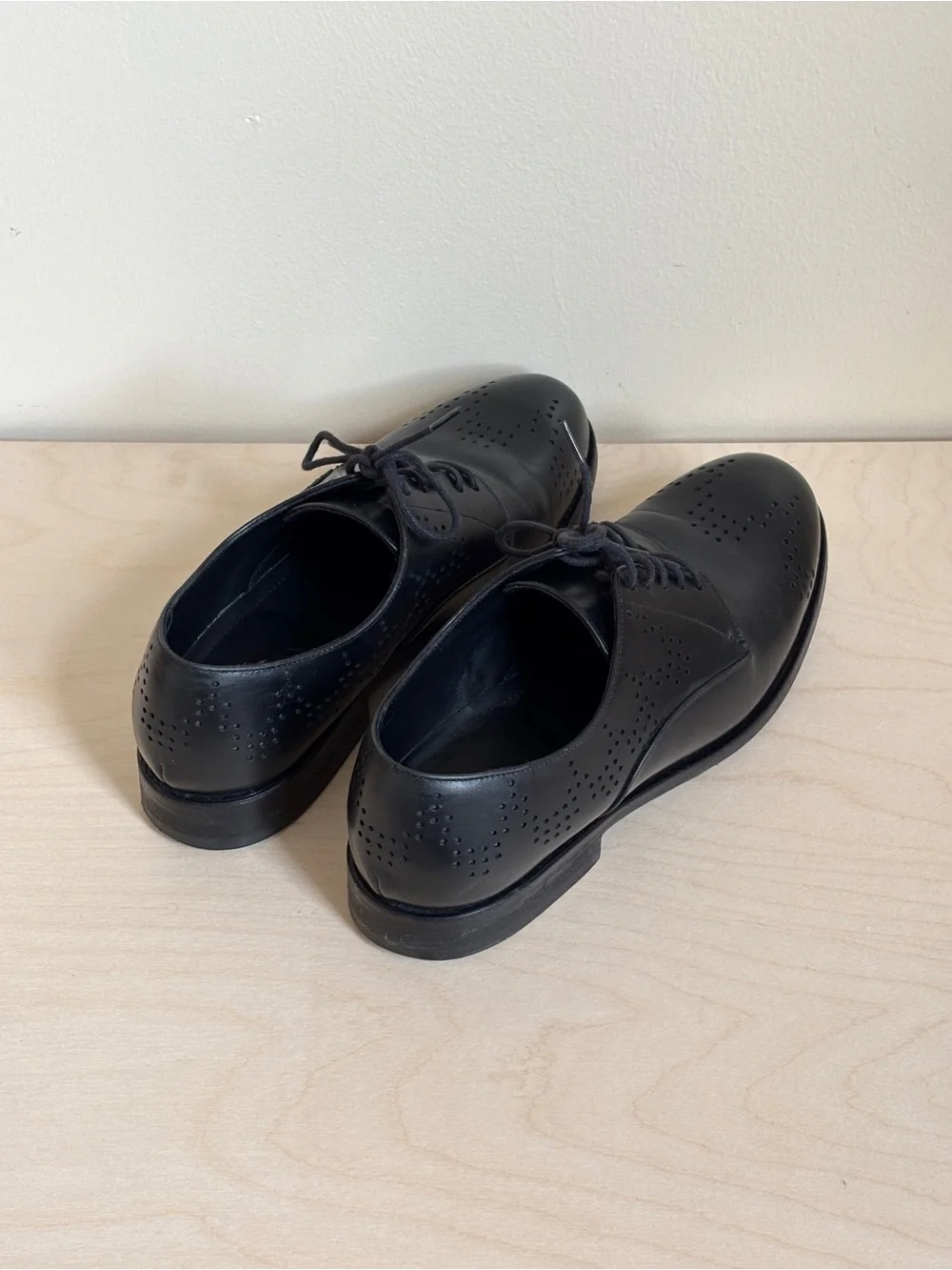 Alaia Black Leather Brogue Oxfords EU 36.5